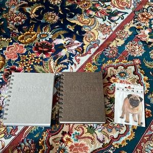 2 small notebooks and a pug magnet